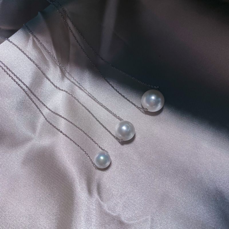 ธรรมชาติ Mother-Oyster Pearl จี้ Clavicle Chain สร้อยคอมุก Passepartout Niche สไตล์ Classy รอบปรับ 5