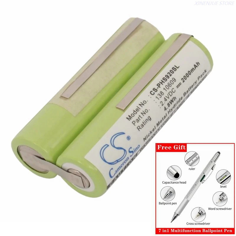 เครื่องโกนหนวดแบตเตอรี่ 2.4V/2000mAh สําหรับ Philips HS820,HS875,HS885,HS920,HS925,HS930,HS955,HS965