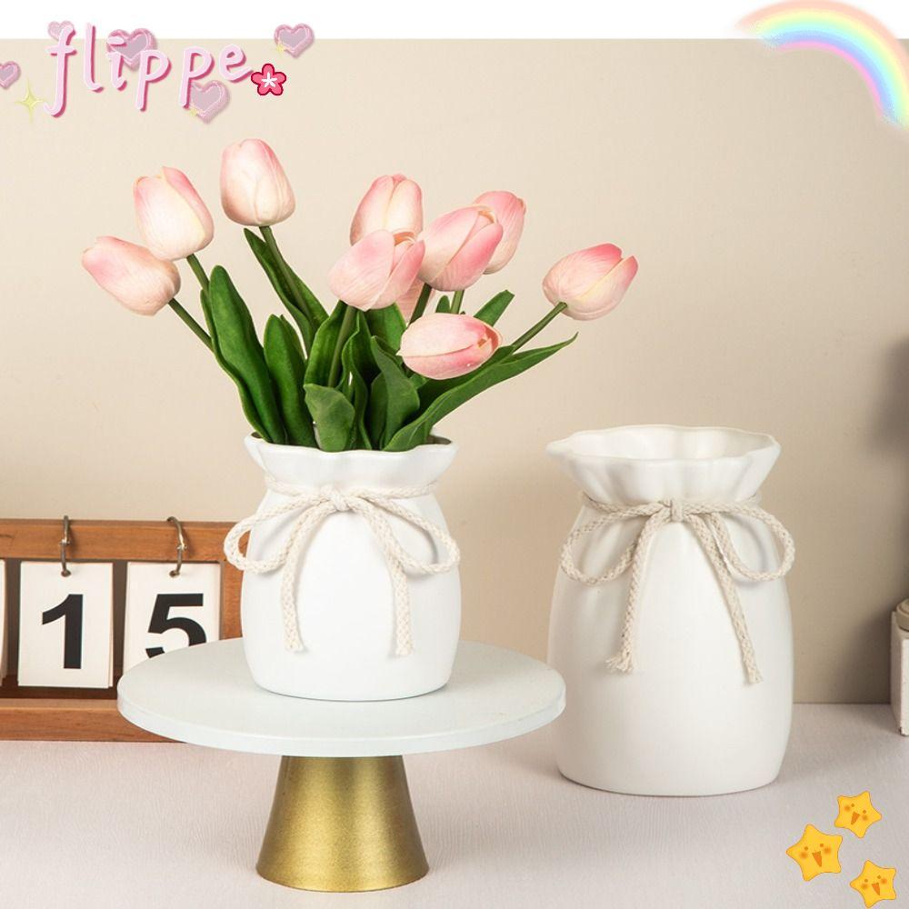 ฟิเป้ แจกันดอกไม้,การออกแบบโบว์สีขาวแจกันตกแต่งนอร์ดิก,ศิลปะที่ทันสมัยพลาสติกสก์ท็อปตกแต่งเครื่องประดับการจัดดอกไม้