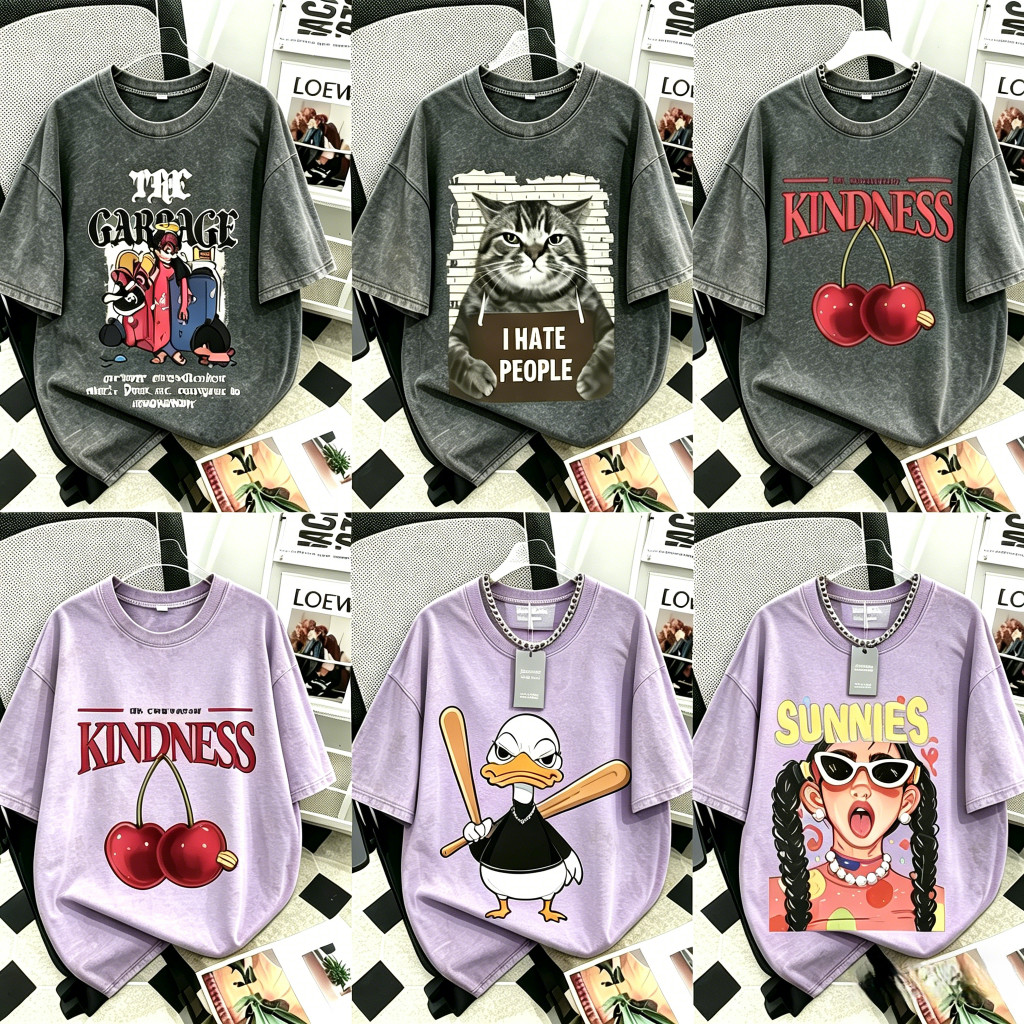 ไซส์ M-3XL มีหลายไซส์ให้เลือก ผ้าคอตตอน 100% เสื้อยืดฟอกขาว เสื้อยืดผู้หญิง เสื้อยืดผู้ชาย ใส่ได้ทั้งชายและหญิง พิมพ์สกร
