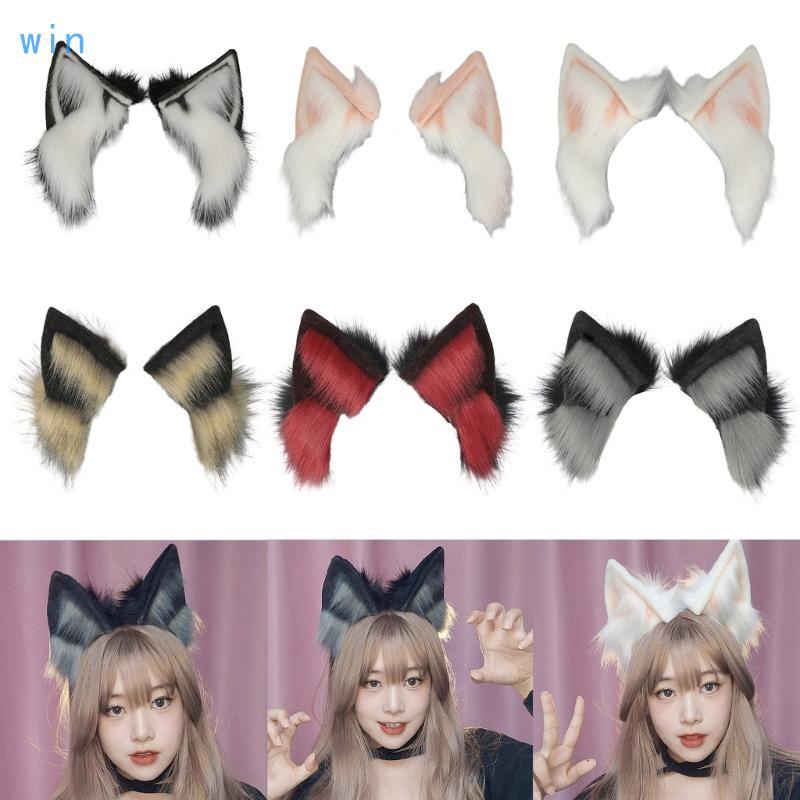 Win COSPLAY ลูกแมวหูสัตว์หูแถบคาดศีรษะ Furry ลูกแมว Carnivals Party Handmade Furry Party เครื่องแต่ง