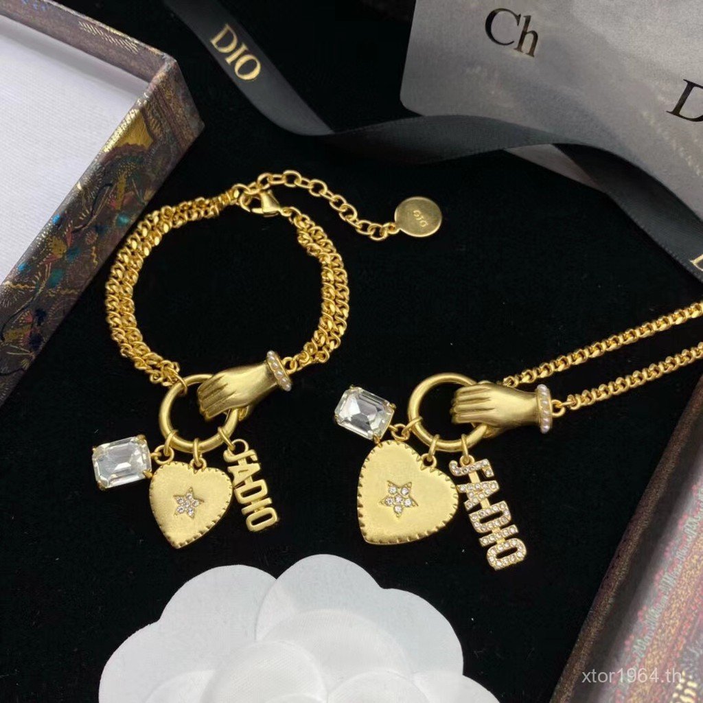 บ้านสไตล์สร้อยข้อมือ Di Hot Love Heart สุทธิวัสดุตัวอักษร d ทองเหลืองบ้านโซ่ยุโรปอเมริกัน Retro สร้อ