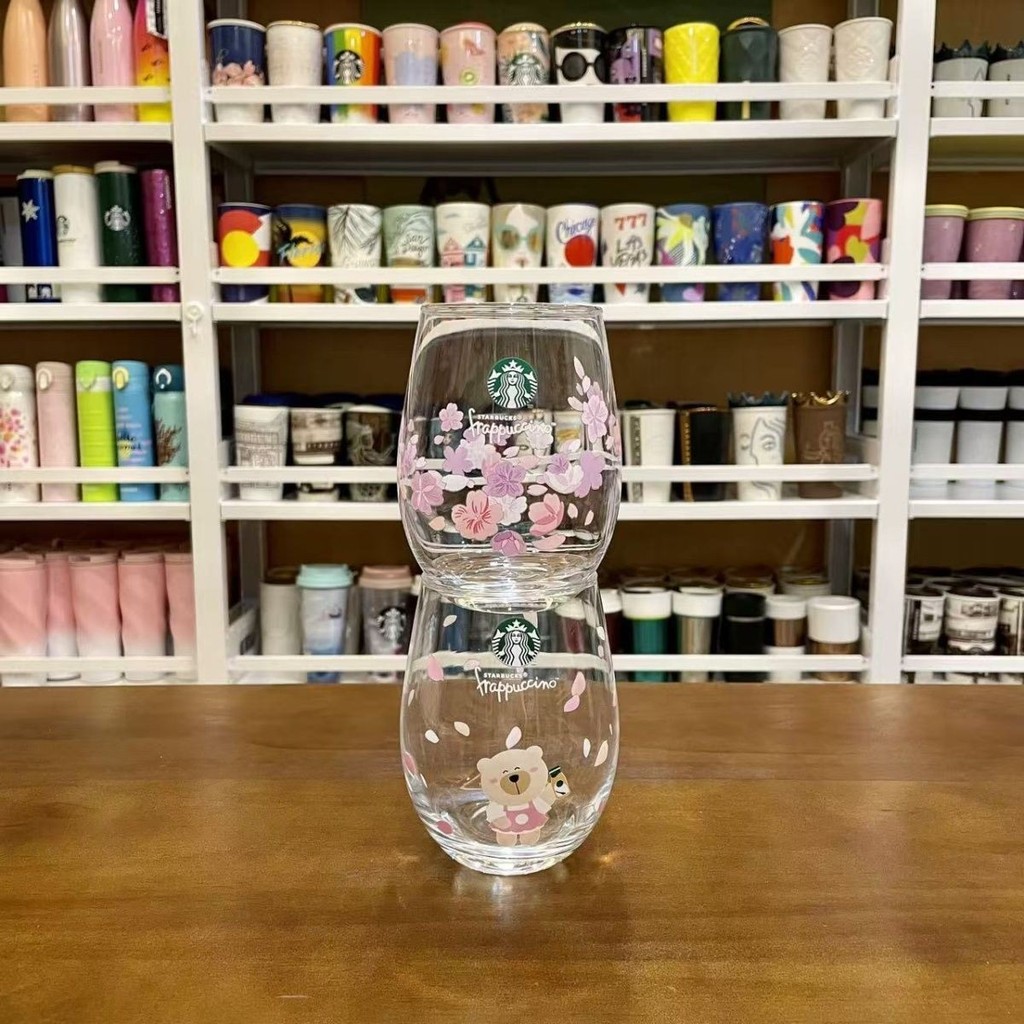 Starbucks Cherry Blossom Season Pink Cherry Blossom Floating Cherry Blossom Bear แก้ว Borosilicate ส