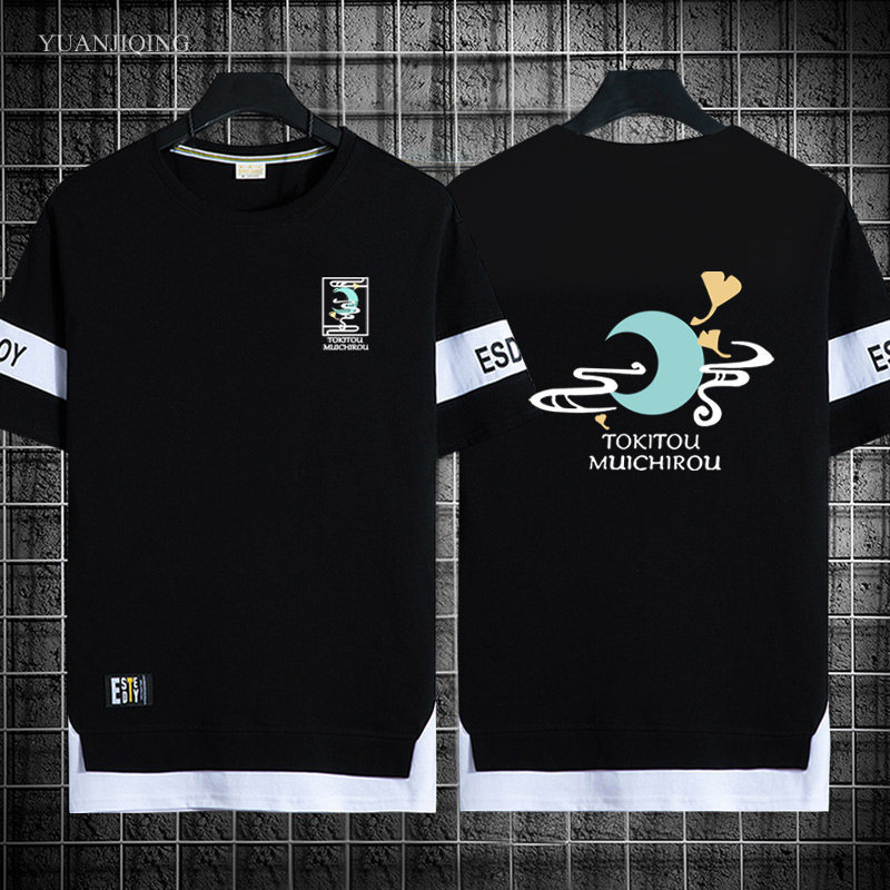 Demon Slayer Tokitou Muichirou อะนิเมะสีดําขนาดใหญ่เสื้อยืดอะนิเมะกราฟิก Tee Streetwear