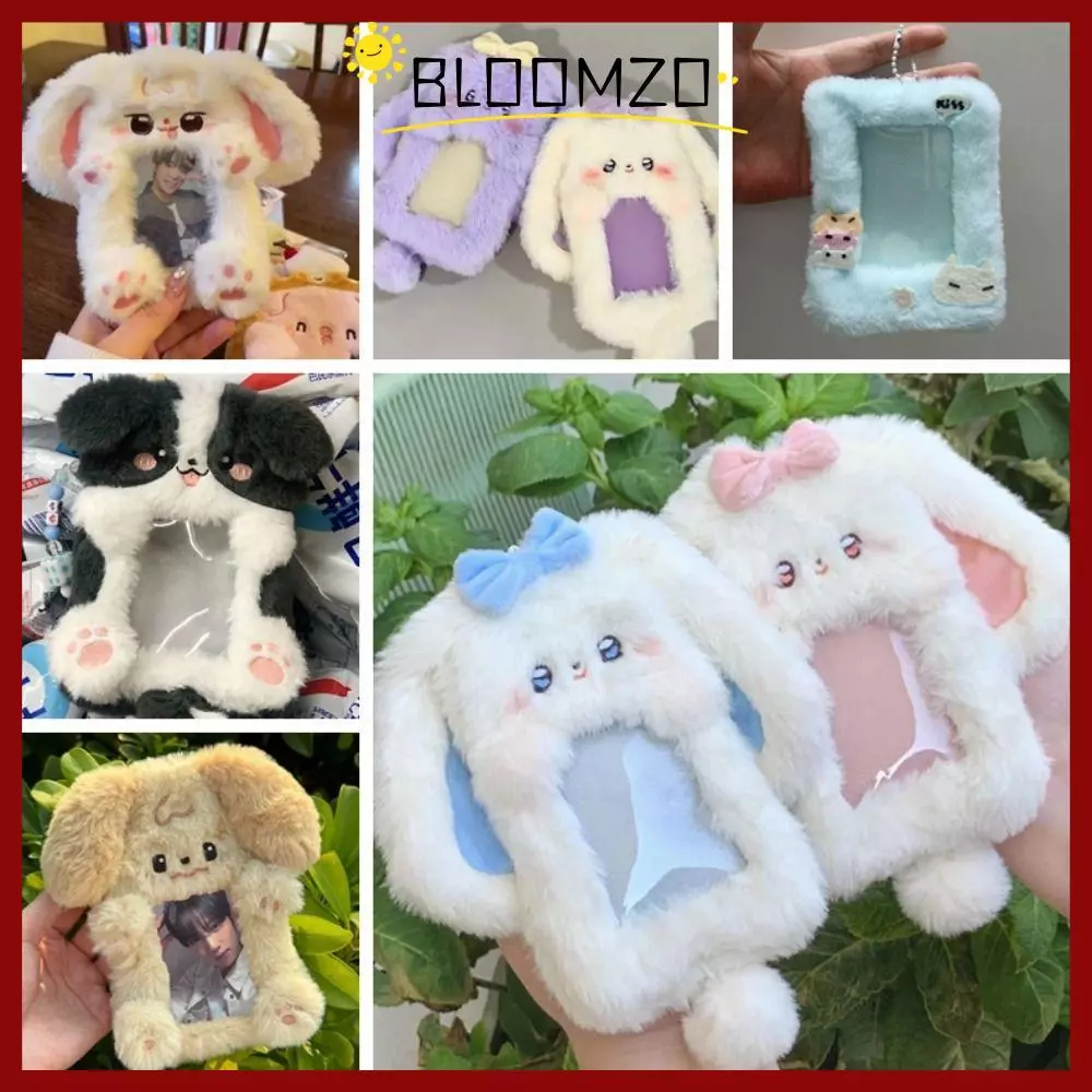 จัดส่งจากประเทศไทยBLOOMZO Photocard , Big Eared Rabbit/Border Collie Rabbit/Dog/Cat Photo Card Holder, Cute Plush Multifunctional Cards Sleeve Student