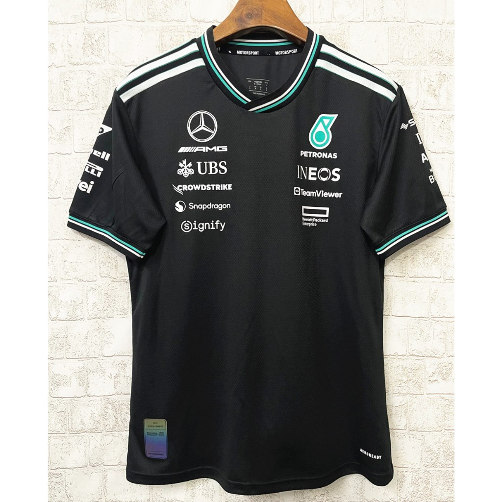 พร้อมสต็อกฤดูร้อน เมอร์เซเดส AMG เพ็ทรอนas ฉ1 ทีมเสื้อยืด 2025 แห้งเร็วระบายอากาศเสื้อกีฬาลําลอง