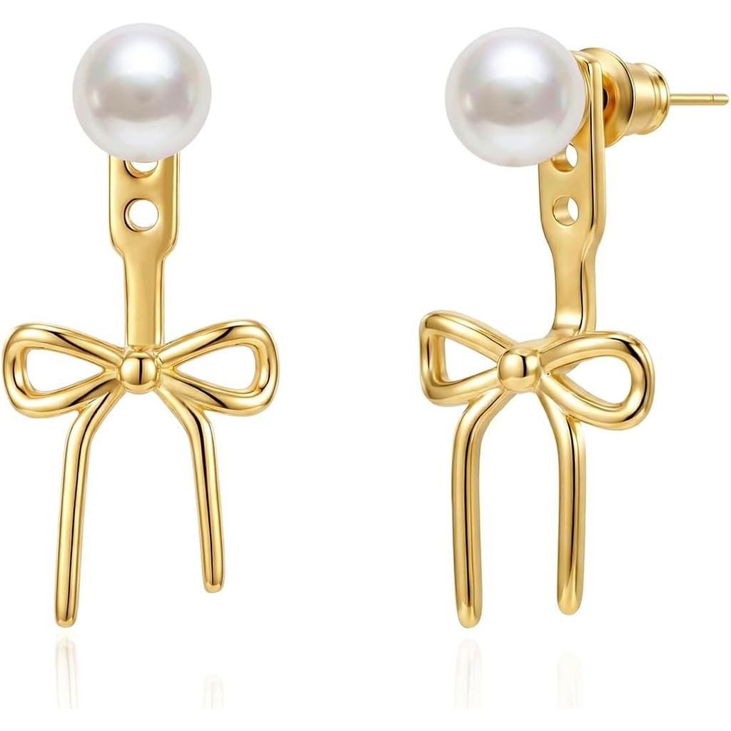 Zeffy ต่างหูมุกสําหรับผู้หญิง 14k Gold/Silver Pearl Drop ต่างหูยาวสีขาวพู่ Dangle ต่างหูเจ้าสาวแต่งง