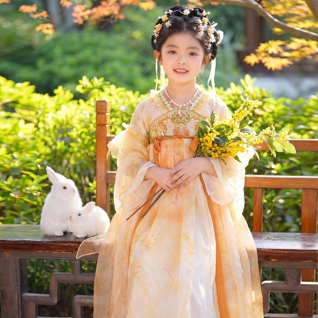 Hanfu สาวฤดูใบไม้ผลิเสื้อผ้า Super Fairy 2026 สไตล์ใหม่สไตล์โบราณชุดสาวสไตล์จีน Tang ชุดเด็กเครื่องแต่งกายโบราณกระโปรง