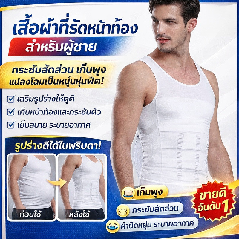 เสื้อกระชับสัดส่วนผู้ชาย เก็บพุง ลดหน้าท้อง เสื้อรัดหน้าท้องผู้ชาย เสื้อกล้ามกระชับสัดส่วน ซ่อนหน้าอก ใส่ออกกำลังกาย ฟิตเนส ระบายอากาศดี ใส่สบาย เสื้อรัดรูปผู้ชาย ชุดชั้นในกระชับสัดส่วนชาย