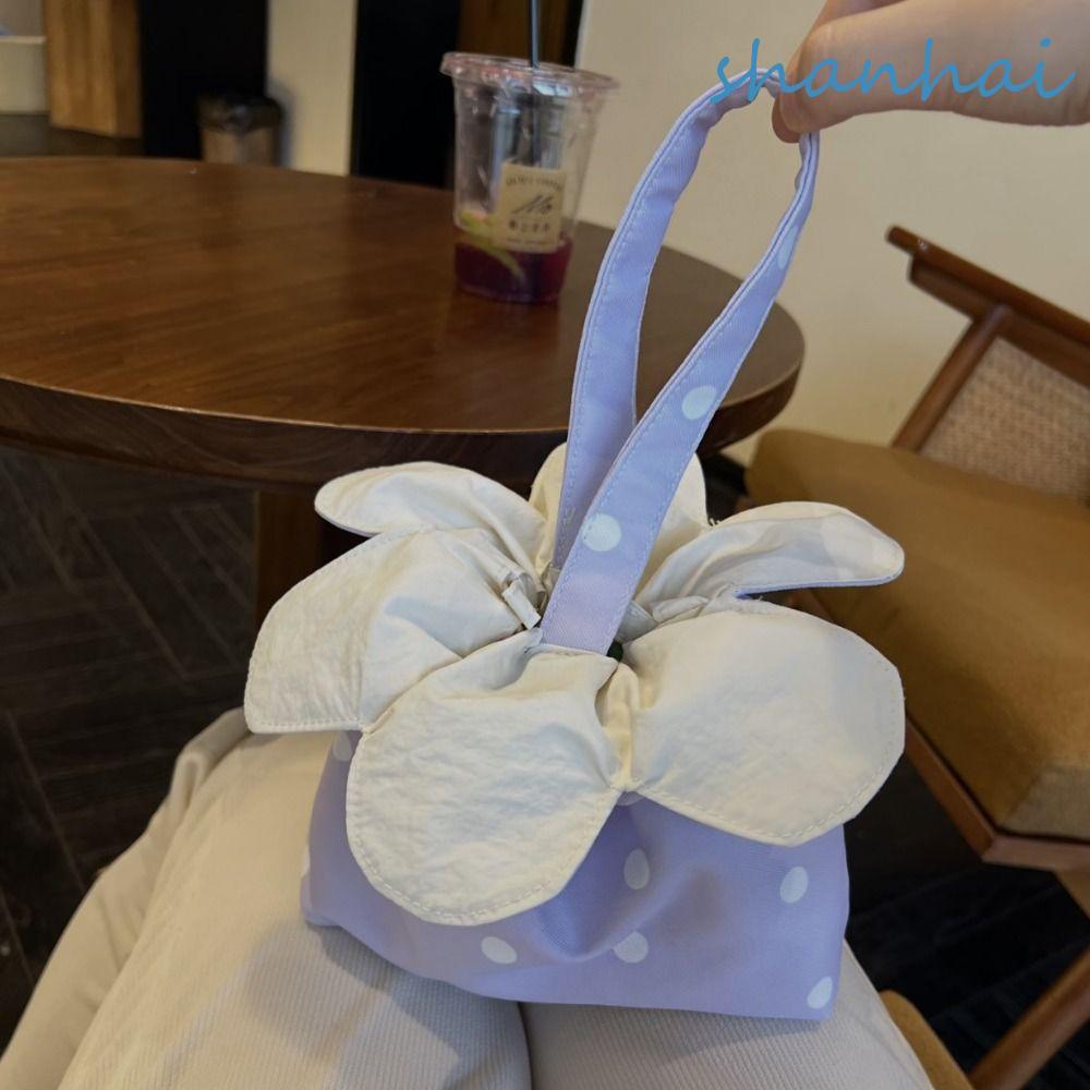 SHANHAI Sparkly Star ดอกไม้ลายสก๊อตสไตล์เกาหลี Drawstring Crossbody กระเป๋าถือช้อปปิ้ง
