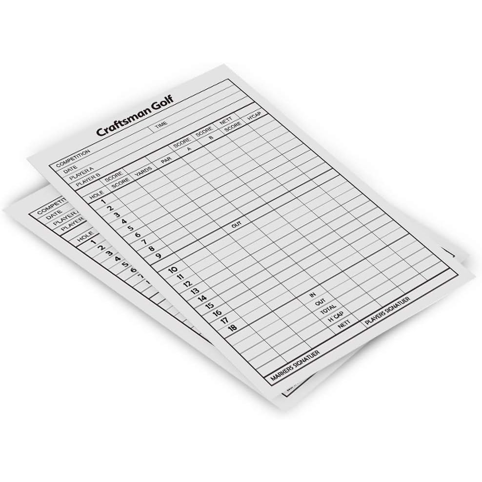 Craftsman Golf 10 ชิ้น 5.3 x 3.7 นิ้ว Golf Score Sheet Golf Scorecards บันทึก Score Keeper Card Trac
