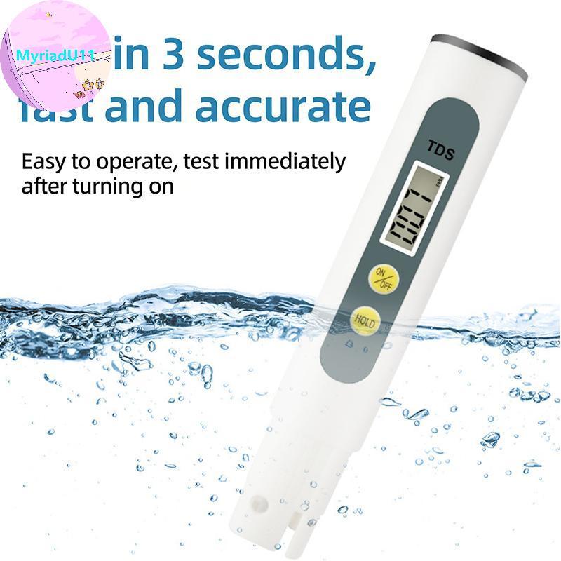 MyriadU แบบพกพา TDS เครื่องทดสอบปากกา 0 9999 PPM ที่ถูกต้องดิจิตอลน้ําคุณภาพ Meter Monitor สําหรับน้