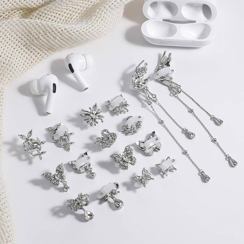 VHDD 1 คู่ผีเสื้อหูฟังตกแต่งคลิป DIY Zircon Rhinestone รูปที่ 2
