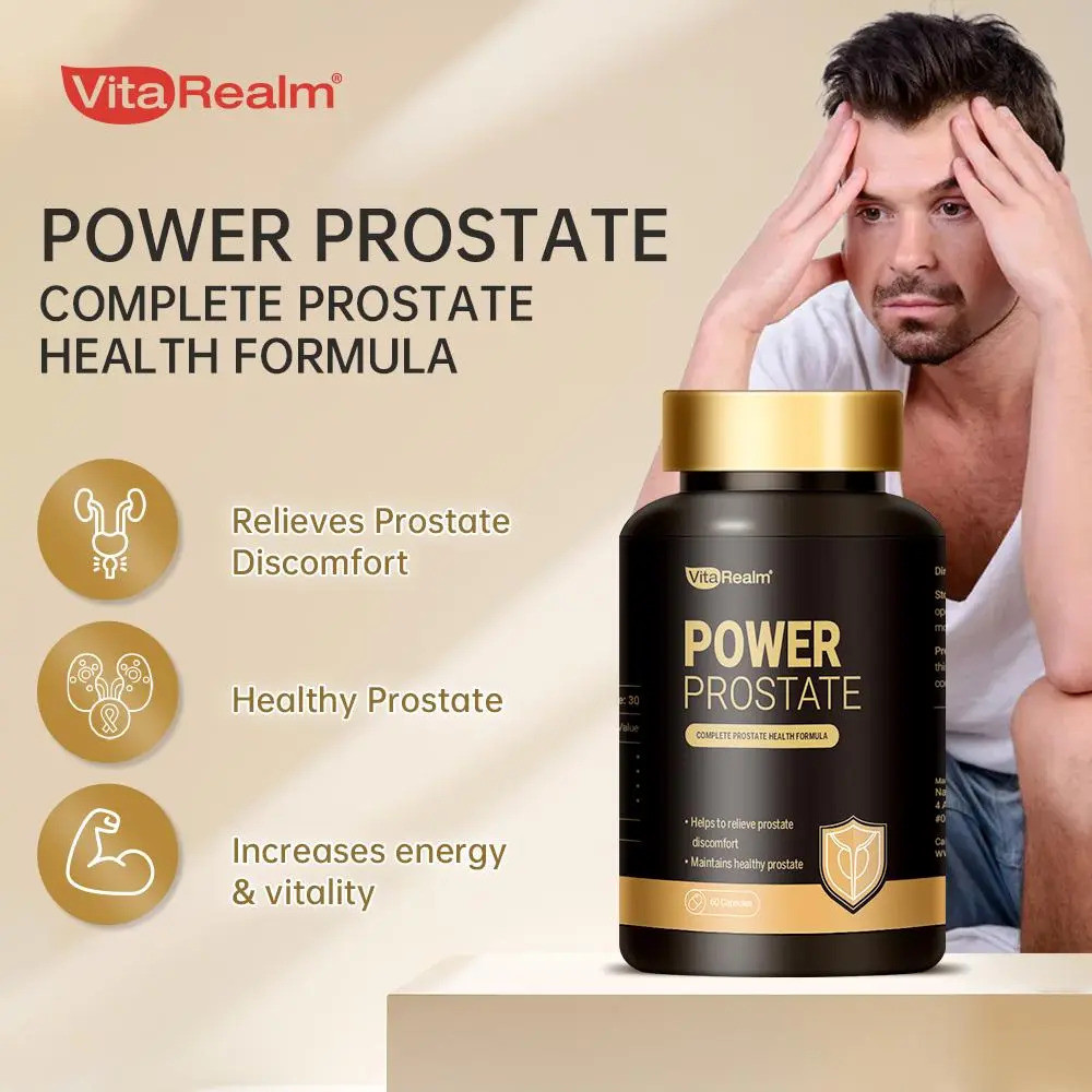 [NEW] VitaRealm Prostate Support 4-in-1 for Men with 800mg Saw Palmetto, Pumpkin Seed  for Urinary R