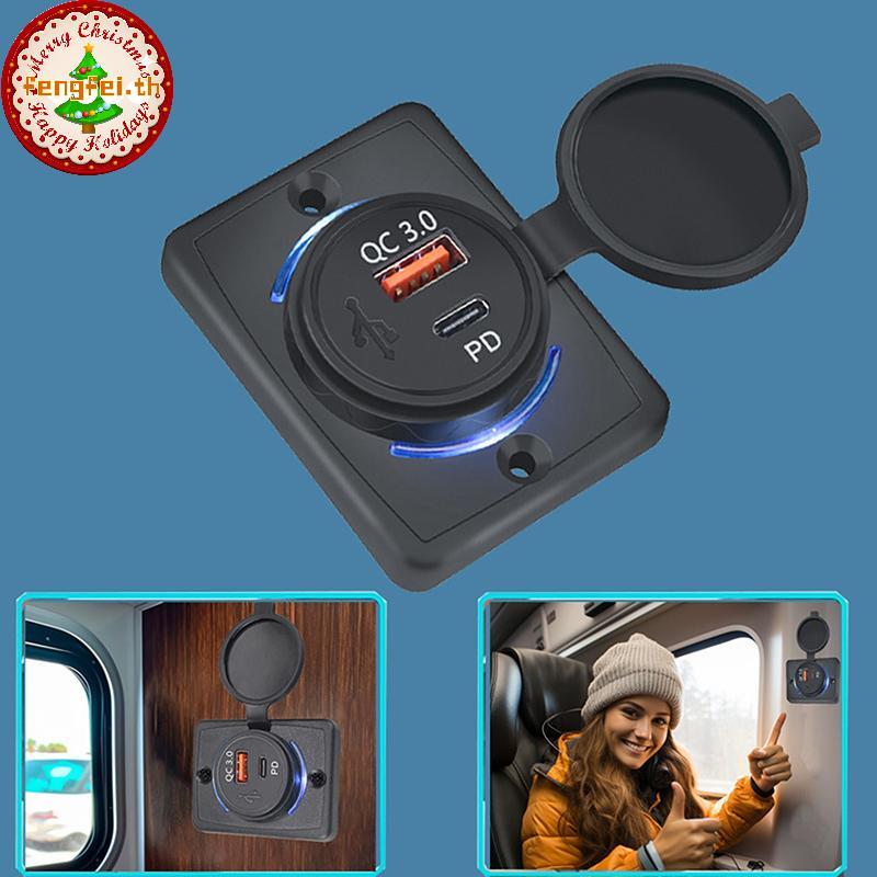 FENGFEI B21PD QC + PD/ B21 A + C 3.1A ที่ชาร์จแบตในรถ Dual USB อะแดปเตอร์ทรงกลมกันน้ํา Soaet Power A