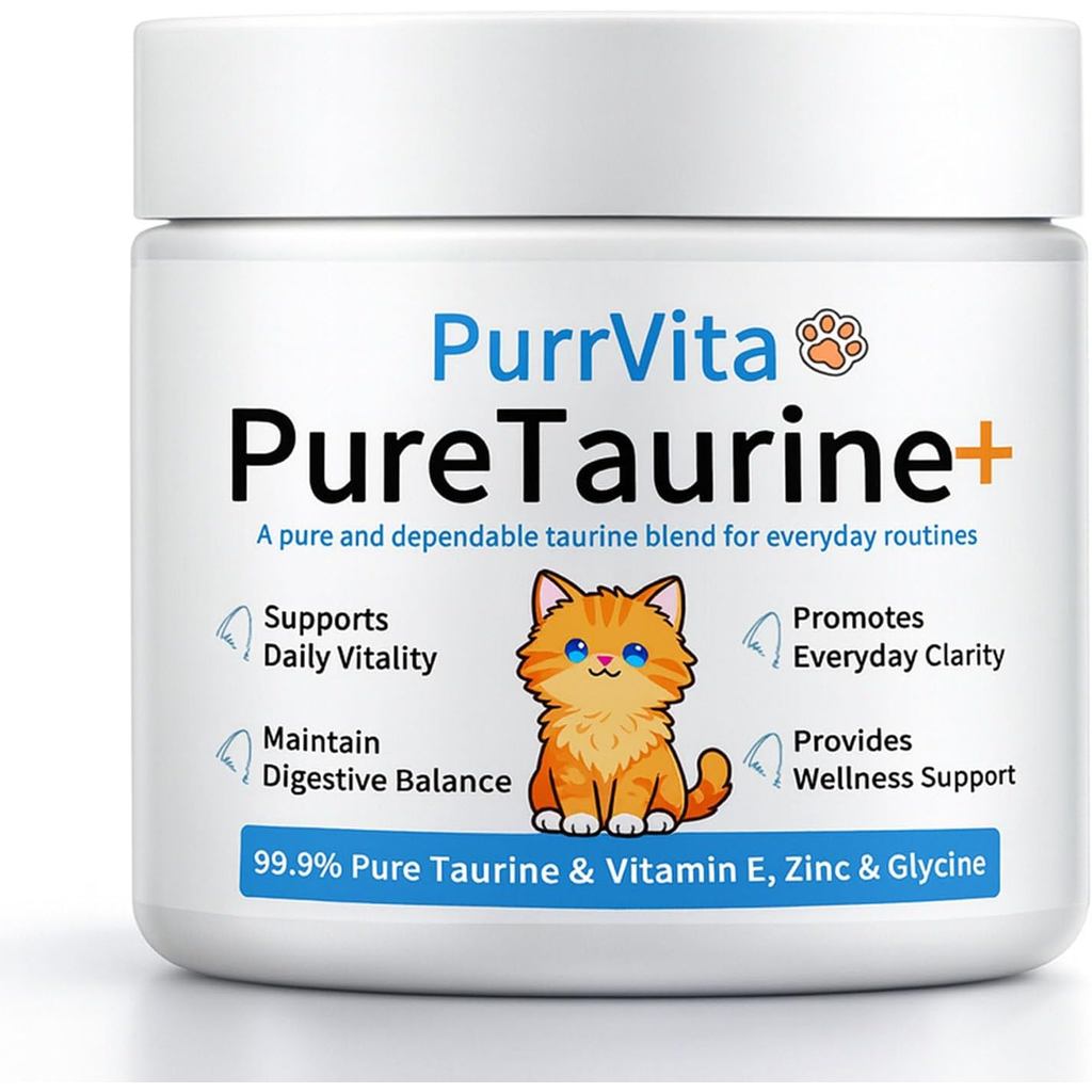 PurrVita Taurine for s, Taurine Powder อาหารเสริมวิตามินอี & Zinc Glycine for Feline Energy & Wellne