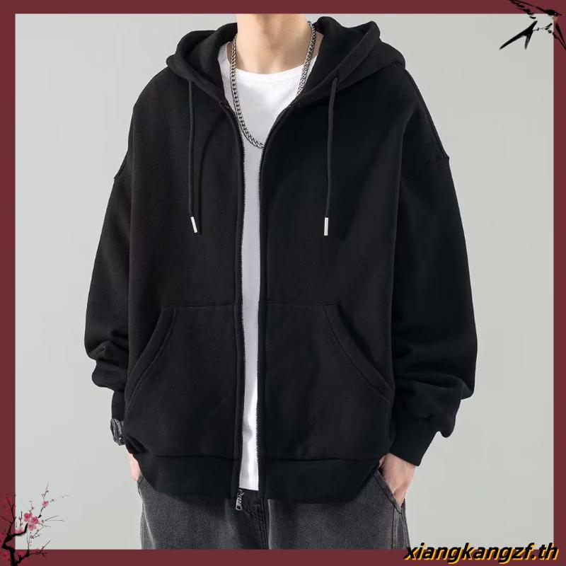 M-9xl เวอร์ชั่นเกาหลี Basic Hoodie ผู้ชายฤดูหนาวลําลองหลวมแขนยาว Plus ขนาด Hooded Sweatshirt