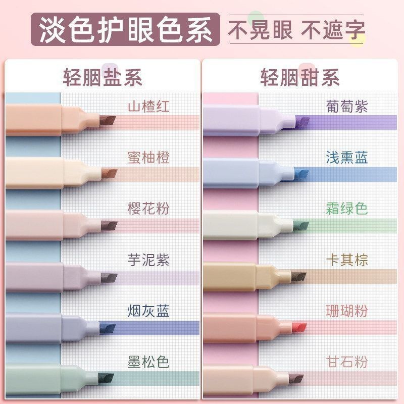 Morandi Highlighter Retro Color Marker Pen Macaron Color Marker Student Key Marker Pen Set