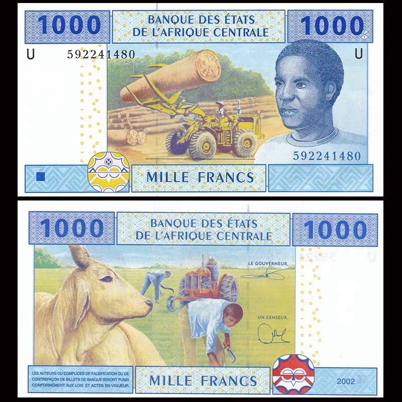 [Bailesheng] Africa ยี่ห้อใหม่ Central Africa 1,000 Francs 2002 (2017) Cameron U Version UNC Fidelit