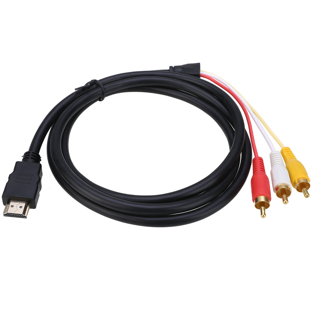 ใหม่ Universal AV Audio Video Cable TV HDTV DVD 1080P Composite HDMI to 3RCA 1.5M