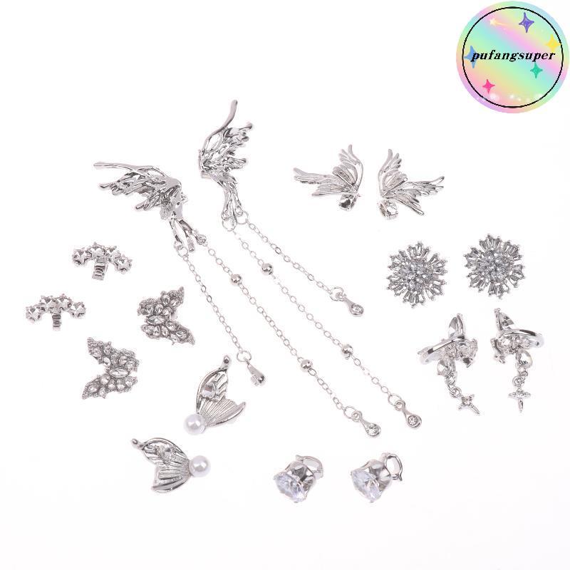 Pufangsuper 1 คู่คลิปบนหูฟัง Rhinestone เปิดหูอุปกรณ์เสริมที่ถอดออกได้ DIY เครื่องประดับสําหรับหูฟังไร้สายอัพเกรดดูมีสไตล์ TH
