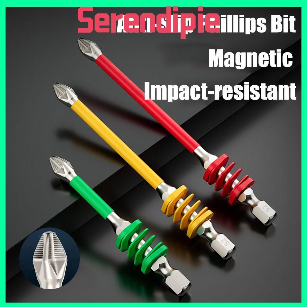 SERENDIPIE ดอกไขควงกันลื่น, ดอกไขควงกันกระแทกแม่เหล็ก 60/90/110 มม.,พร้อมสปริง 1/4 Hex Shank ความแข็