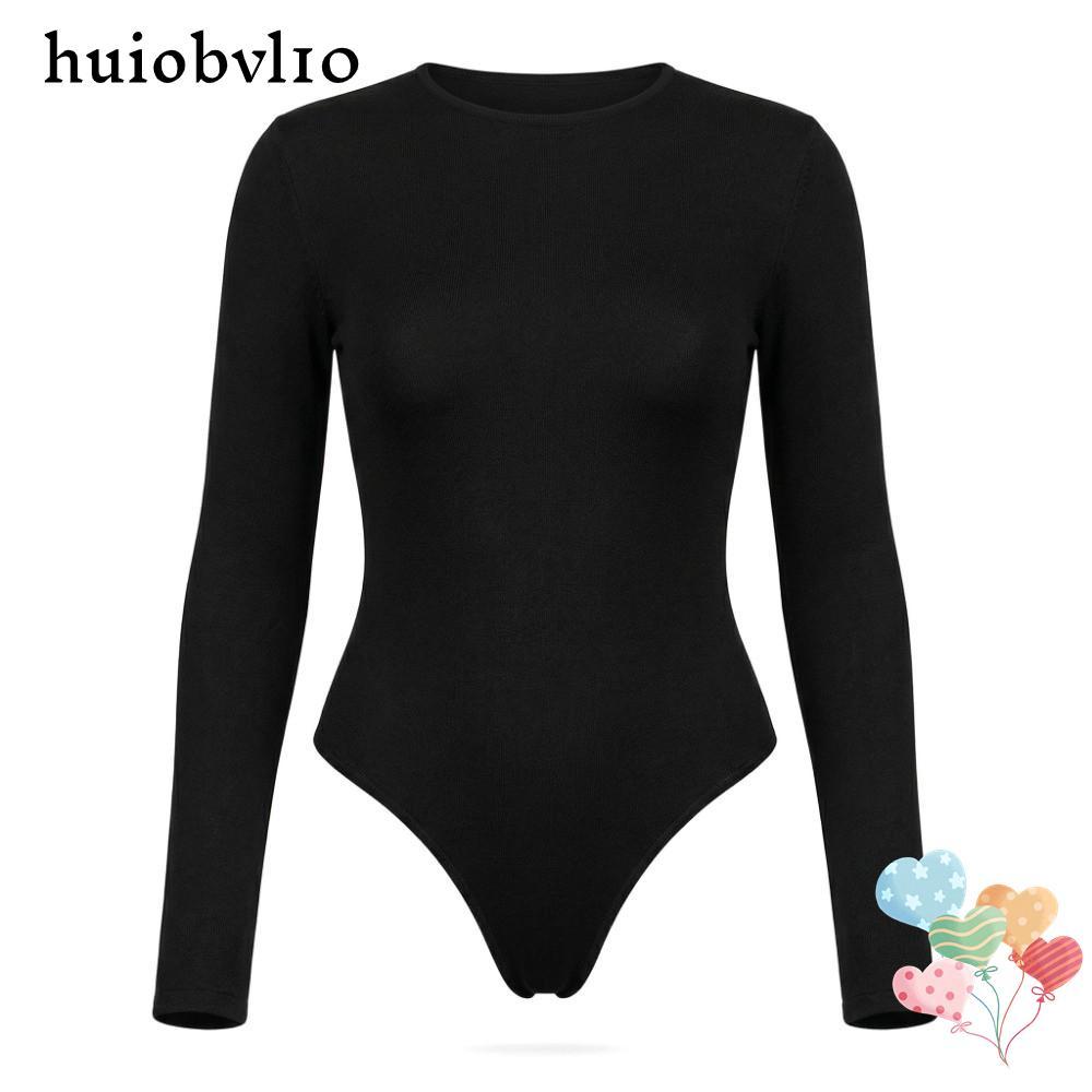 ฮูโอบีวีแอลธ บอดี้สูทแขนยาว,สลิมฟิตระบายอากาศผู้หญิงบอดี้สูท,สไตล์ยืดนุ่มชิ้นเดียว ชุดจั๊มสูท ทุกวันพื้นฐาน