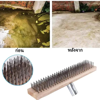 HOME แปรงขัดพื้นสแตนเลส 304 ทนทาน ไม่เป็นสนิม แปรงล้างพื้น แปรงมอส ด้ามจับยาว 115 ซม