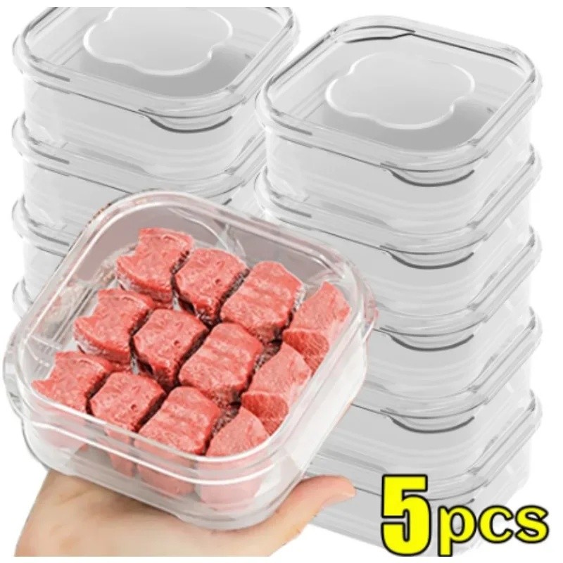 1/3/5PCS Frozen Meat Storage Crisper - คอนเทนเนอร์ผักในครัว - ตู้เย็นอาหารสดกล่องช่องพร้อมฝาปิด