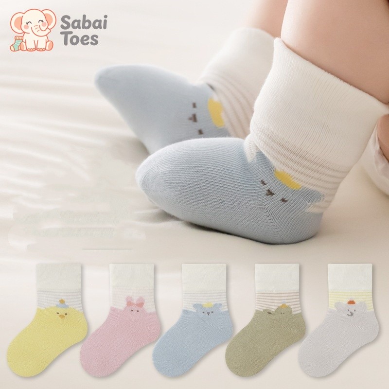 Sabai Toes ถุงเท้าเด็กสั้น ผ้าฝ้าย ไร้ตะเข็บ นุ่ม ระบายอากาศ ใส่สบาย ยืดหยุ่นดี สำหรับเด็กผู้ชายและผู้หญิง