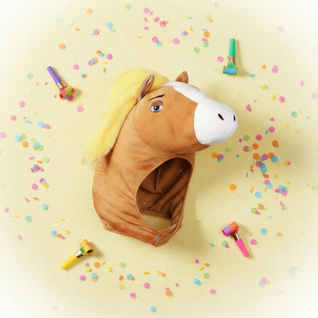 Photo Prop Furry Horse Head Hat Cotton Filling Funny Creature Costume Hat for Party