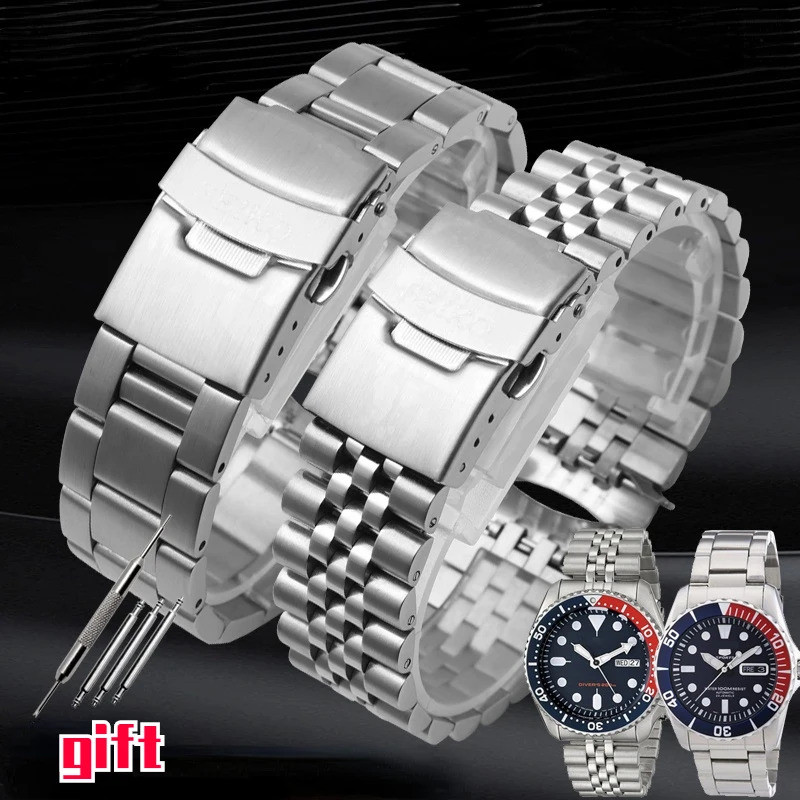 For SEIKO No. 5 SKX009 SKX007 SKX175 SKX173 Solid Stainless Steel Strap 20mm 22mm man Watchband Acce