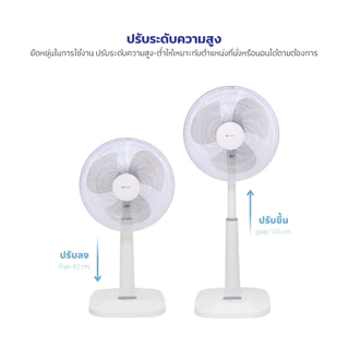 KASHIWA พัดลมตั้งพื้นสไลด์ ขนาด 16 นิ้ว รุ่น FS-2202 สีขาว พัดลม16นิ้ว พัดลมสีขาว กำลังไฟ 65W มีมอก.
