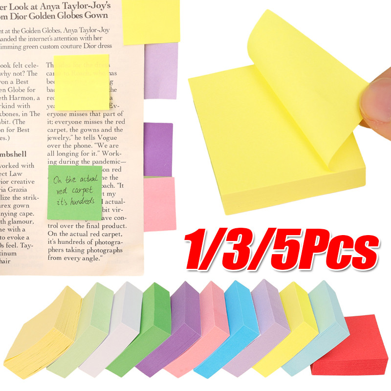 1/3/5Books Mini Sticky Notes แบบพกพาสี Square Memo Pad นักเรียนเครื่องเขียนอุปกรณ์