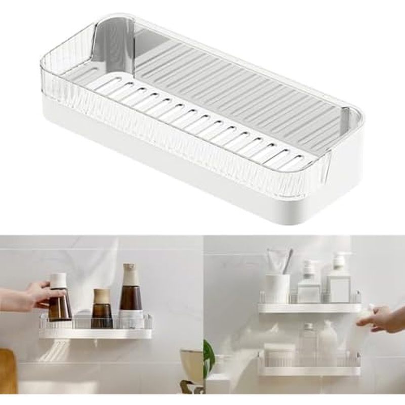Adhesive Bathroom Holder for Shower Storage Rack Drilling Needed Sturdy Wall Mounted Shelf for Kitch