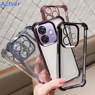 01เคสใส กันกระแทก สำหรับ สำหรับOppo A6X A6 Pro A5X A5Pro A5i A3 A3X A60 A18 A38 A9 2020/A5 2020 ขอบสี Case TPU กันเลนส์กล้อง