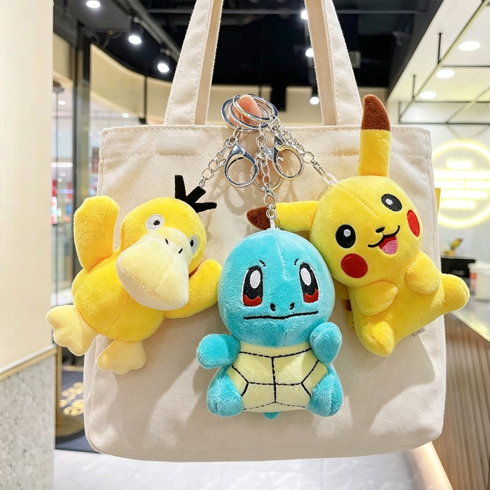 Pokemon Series พวงกุญแจตุ๊กตา Pikachu Psyduck Squirtle ของขวัญเครื่องประดับน่ารัก