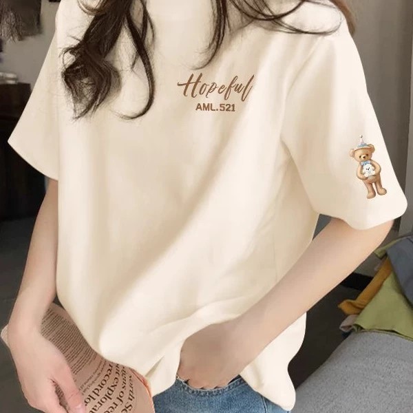 T42.SHOP เสื้อแฟชั่น เสื้อยืด oversize ผ้าฝ้าย100% ลาย "Hopetul bear” แนวสตรีท ไม่ต้องรีดผ้า สวมใส่สบาย ผ้านิ่ม