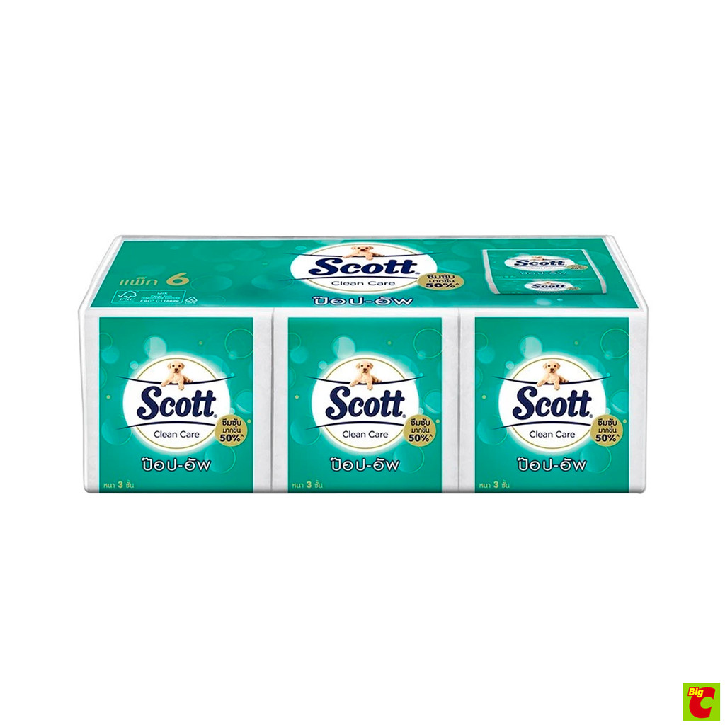 Scott สก๊อตต์® คลีนแคร์ ป๊อป-อัพ กระดาษชำระ หนา 3 ชั้น x 4 แพ็ค