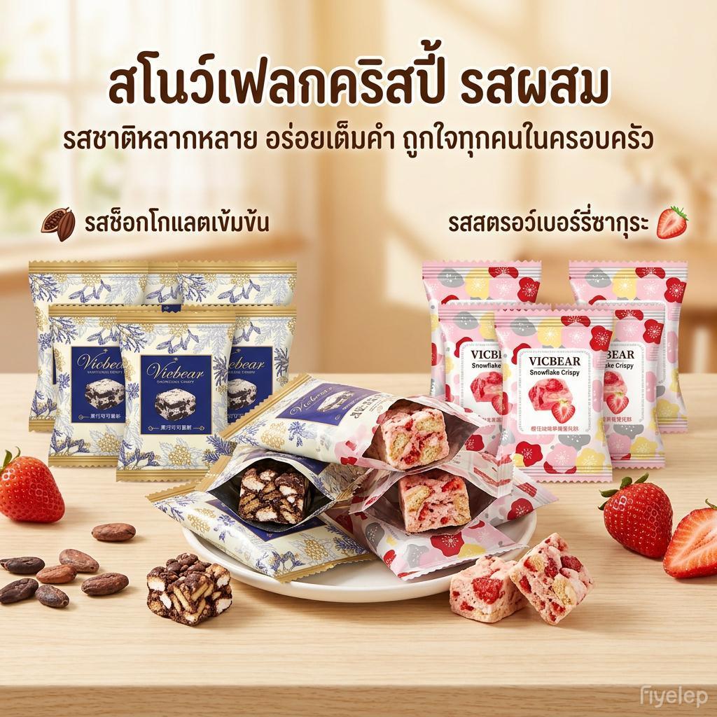 Jinlong ขนมสโนว์เฟลก Snowflake Crisp แพคเกจขนาดเล็กอิสระ รสชาติผสม อุดมไปด้วยความหวานในชั้นเล็กน้อย ไม่เลี่ยน