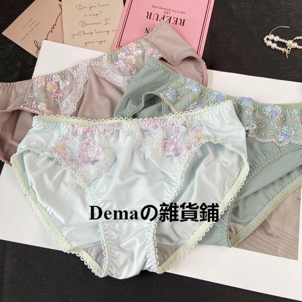 Dema ร้านขายของชํา L ขนาดการค้าต่างประเทศสไตล์ญี่ปุ่นปักขอบลูกไม้ผ้าไหมนมกางเกงสุภาพสตรี Unisex Pseudo-Mother Cross-Dressing เซ็กซี่หวานน่ารักก้นสาว San