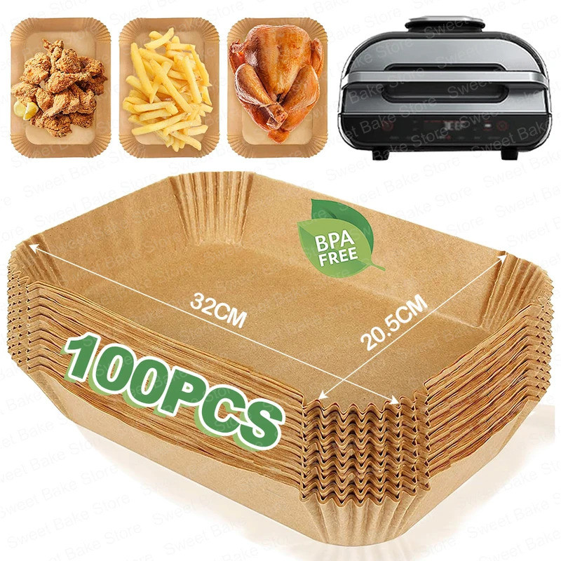 Air Fryer Liners Rectangular Disposable Parchment Paper for Ninja FG551 6-in-1 Grill Air Fryer Bakin