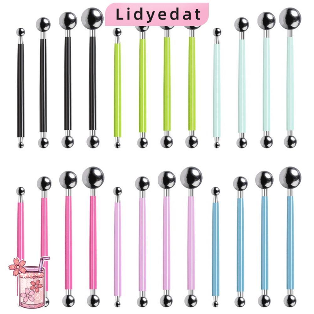 LIDYEDAT165 4 ชิ้นประติมากรรมการสร้างแบบจําลองเครื่องมือ, Dotting Sculpting โลหะ Ball Clay เครื่องมือ, เค้กตกแต่งเครื่องมือ Double-Ended การสร้างแบบจําลองเซรามิคชุด