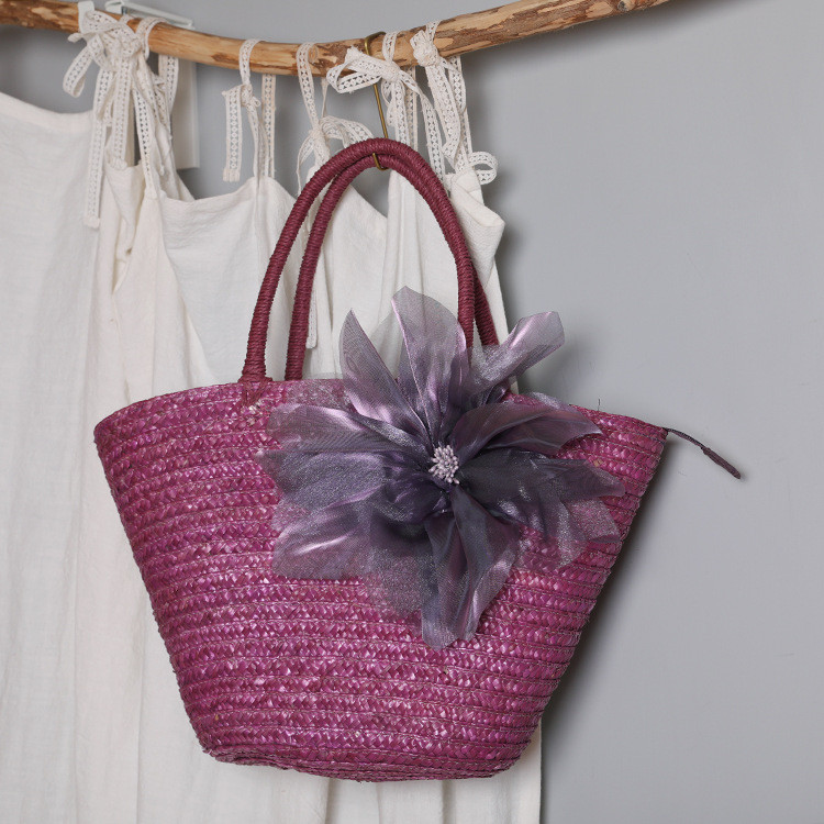 Pastoral Straw Pillow Bag Sweet, Fresh & Vacation Straw Pastoral ins style Beach Vacation Bag