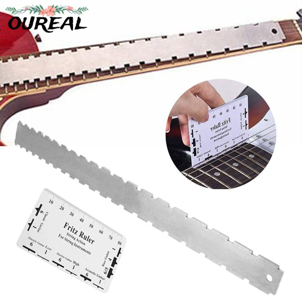 OUREAL กีตาร์คอ Gauge Acoustic กีตาร์ไฟฟ้าอุปกรณ์เสริม Leveling พร้อม String Action ไม้บรรทัดสําหรับ