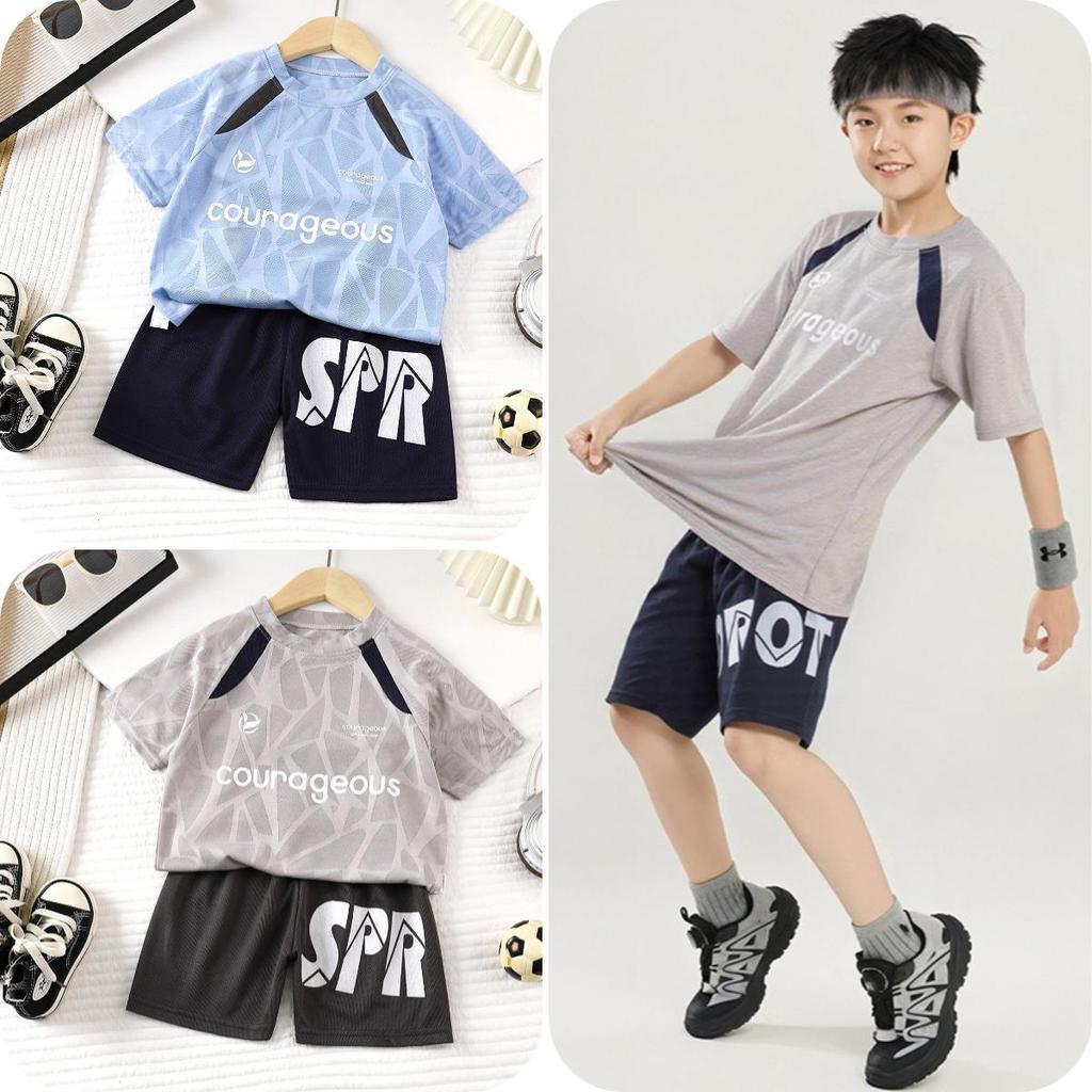 ชุดบอลเด็กฤดูร้อน ชุดกีฬาเด็กครบเซ็ตเสื้อคู่กางเกง ผ้านุ่มใส่สบาย ระบายอากาศดี เหมาะเด็กทุกวัย ขนาดไซส์90-150 รหัสสินค้า