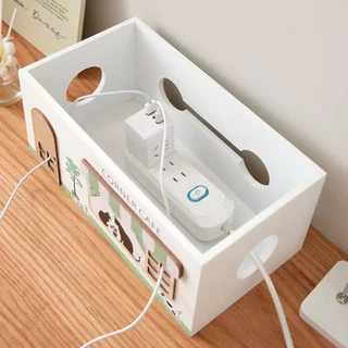 Tidy & Organizing กล่องการจัดการสายไฟไม้ ดีไซน์กลวงออก ที่จัดระเบียบสายไฟดีไซน์คาเฟ่สําหรับสํานักงาน ห้องนั่งเล่น