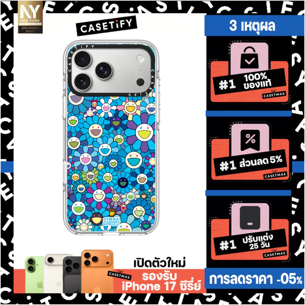 Casetify Case เคส IP 12-17 Pro Max TAKASHI MURAKAMI x Casetify Case:FLOWERS BLOOM (BLUE) ของแท้ 100%