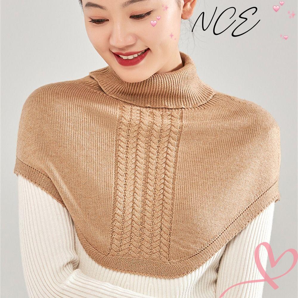 NCE ปลอกคอปลอม,ผ้าพันคอแหวนขนสัตว์เทียมถักนุ่ม,แฟชั่นฤดูหนาวที่อบอุ่นปกหัวคอสําหรับผู้หญิงสาว