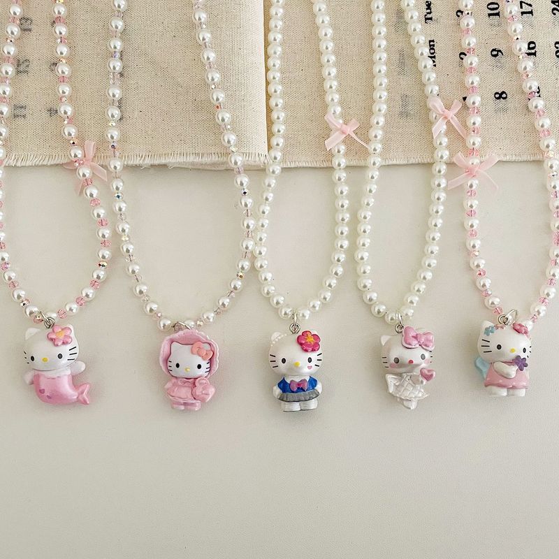 Hashikitty สร้อยคอมุกหวานน่ารักสร้อยคอจี้สาวของขวัญเสื้อกันหนาวเครื่องประดับ All-Match อุปกรณ์เสริม 